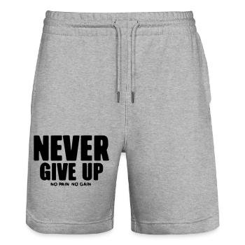 never give up no pain no gain - Stanley/Stella Trainer Unisex Organic Jogging Shorts - heather grey - Front - Nik (191cm) & Marisol (170cm)