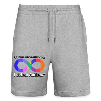 T-shirt de citation sur l’autisme - Short de jogging bio TRAINER Stanley/Stella unisexe - gris chiné - Devant - Nik (191cm) & Marisol (170cm)