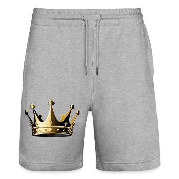 Couronne - Motifs royaux sympas - Short de jogging bio TRAINER Stanley/Stella unisexe - gris chiné - Devant - Nik (191cm) & Marisol (170cm)