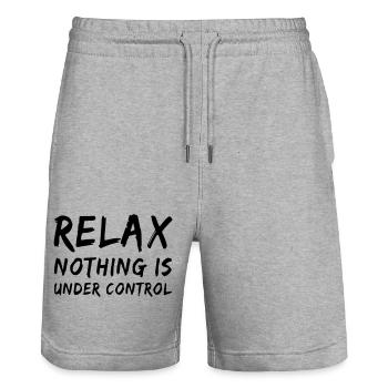 Entspann dich, nichts ist unter Kontrolle - Stanley/Stella Unisex Bio Joggingshorts Trainer  - Grau meliert - Vorne - Nik (191cm) & Marisol (170cm)