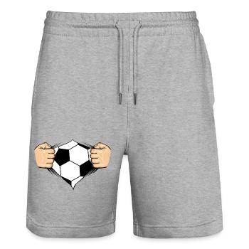 Fussball Design - Stanley/Stella Unisex Bio Joggingshorts Trainer  - Grau meliert - Vorne - Nik (191cm) & Marisol (170cm)