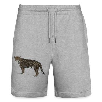 Regard du jaguar - Short de jogging bio TRAINER Stanley/Stella unisexe - gris chiné - Devant - Nik (191cm) & Marisol (170cm)