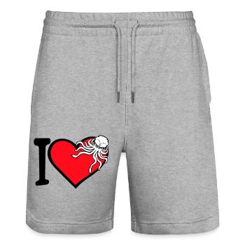 Ich liebe Oktopus Herz I Love Herz Symbol Logo süß - Stanley/Stella Unisex Bio Joggingshorts Trainer  - Grau meliert - Vorne - Nik (191cm) & Marisol (170cm)
