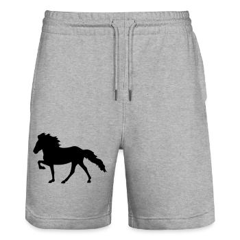 Isländer Tölt - Stanley/Stella Unisex Bio Joggingshorts Trainer  - Grau meliert - Vorne - Nik (191cm) & Marisol (170cm)