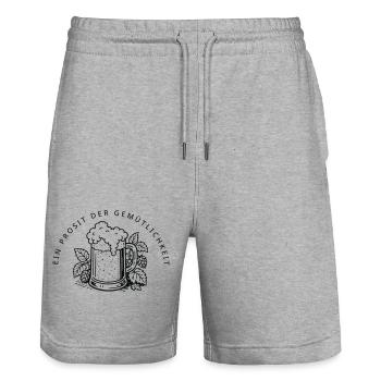 Ein Prosit der Gemütlichkeit - Stanley/Stella Unisex Bio Joggingshorts Trainer  - Grau meliert - Vorne - Nik (191cm) & Marisol (170cm)