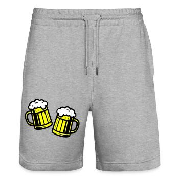 Verre à bière, cheers symbole bière - Short de jogging bio TRAINER Stanley/Stella unisexe - gris chiné - Devant - Nik (191cm) & Marisol (170cm)