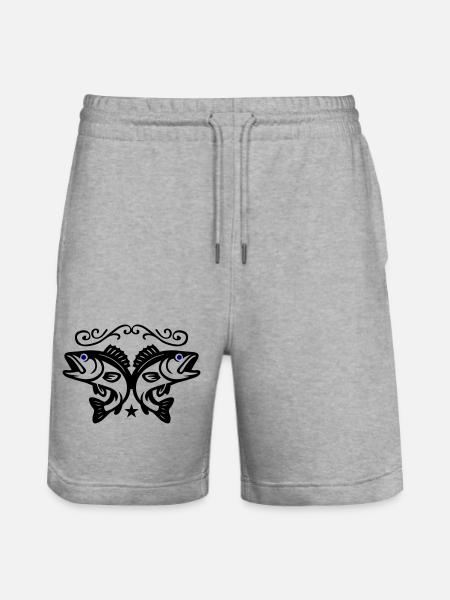 Pisces icon - Stanley/Stella Trainer Unisex Organic Jogging Shorts - heather grey