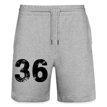36 - Stanley/Stella Unisex Bio Joggingshorts Trainer  - Grau meliert - Vorne - Nik (191cm) & Marisol (170cm)