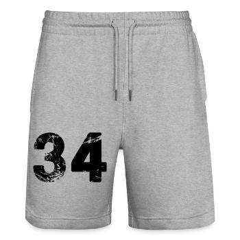 34 - Stanley/Stella Trainer Unisex Organic Jogging Shorts - heather grey - Front - Nik (191cm) & Marisol (170cm)