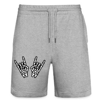 Hand Party Skeleton - Stanley/Stella Trainer Unisex Organic Jogging Shorts - heather grey - Front - Nik (191cm) & Marisol (170cm)