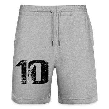 10 Zahl Trikot - Stanley/Stella Unisex Bio Joggingshorts Trainer  - Grau meliert - Vorne - Nik (191cm) & Marisol (170cm)