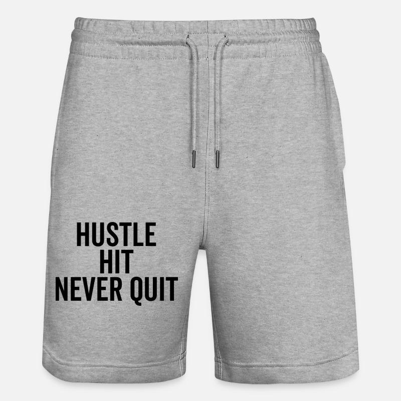 Hustle Hit Never Quit - Short de jogging bio TRAINER Stanley/Stella unisexe - gris chiné