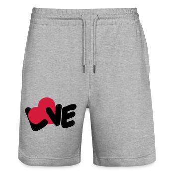 Love Text Valentinstag Logo Herz Liebe Statement - Stanley/Stella Unisex Bio Joggingshorts Trainer  - Grau meliert - Vorne - Nik (191cm) & Marisol (170cm)