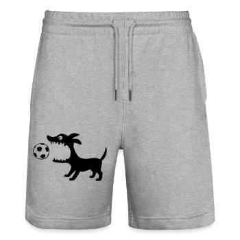 Hund frisst Ball - Stanley/Stella Unisex Bio Joggingshorts Trainer  - Grau meliert - Vorne - Nik (191cm) & Marisol (170cm)