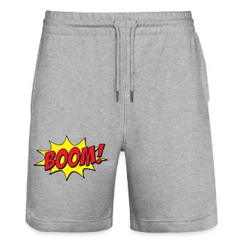 BOOM! comic - Stanley/Stella Trainer Unisex Organic Jogging Shorts - heather grey - Front - Nik (191cm) & Marisol (170cm)