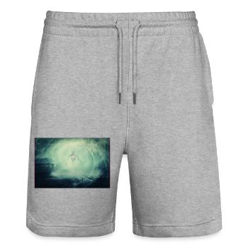 Human robot walks in the haze of the city - Stanley/Stella Trainer Unisex Organic Jogging Shorts - heather grey - Front - Nik (191cm) & Marisol (170cm)