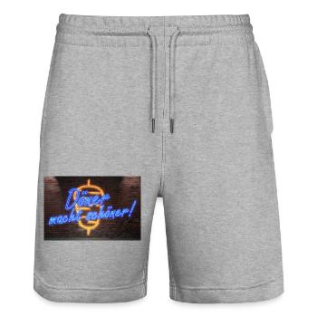 Döner macht schöner Leuchtreklame Poster - Stanley/Stella Unisex Bio Joggingshorts Trainer  - Grau meliert - Vorne - Nik (191cm) & Marisol (170cm)
