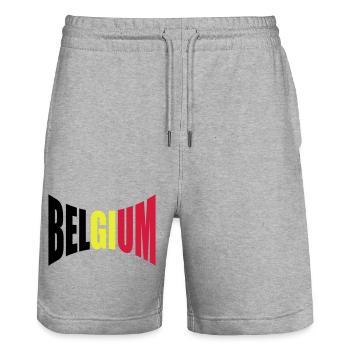 Belgium Belgium Text Flag Cool Football Fan Fun - Stanley/Stella Trainer Unisex Organic Jogging Shorts - heather grey - Front - Nik (191cm) & Marisol (170cm)