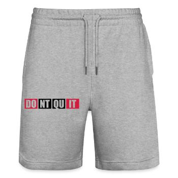 sport ausdauer fitness cool text logo don t quit n - Stanley/Stella Unisex Bio Joggingshorts Trainer  - Grau meliert - Vorne - Nik (191cm) & Marisol (170cm)