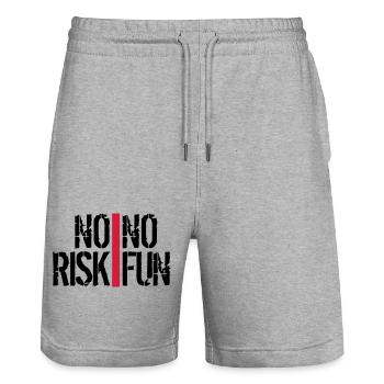 bars stripes spontaneous font no risk no fun spr - Stanley/Stella Trainer Unisex Organic Jogging Shorts - heather grey - Front - Nik (191cm) & Marisol (170cm)