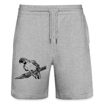Papagei - Stanley/Stella Unisex Bio Joggingshorts Trainer  - Grau meliert - Vorne - Nik (191cm) & Marisol (170cm)