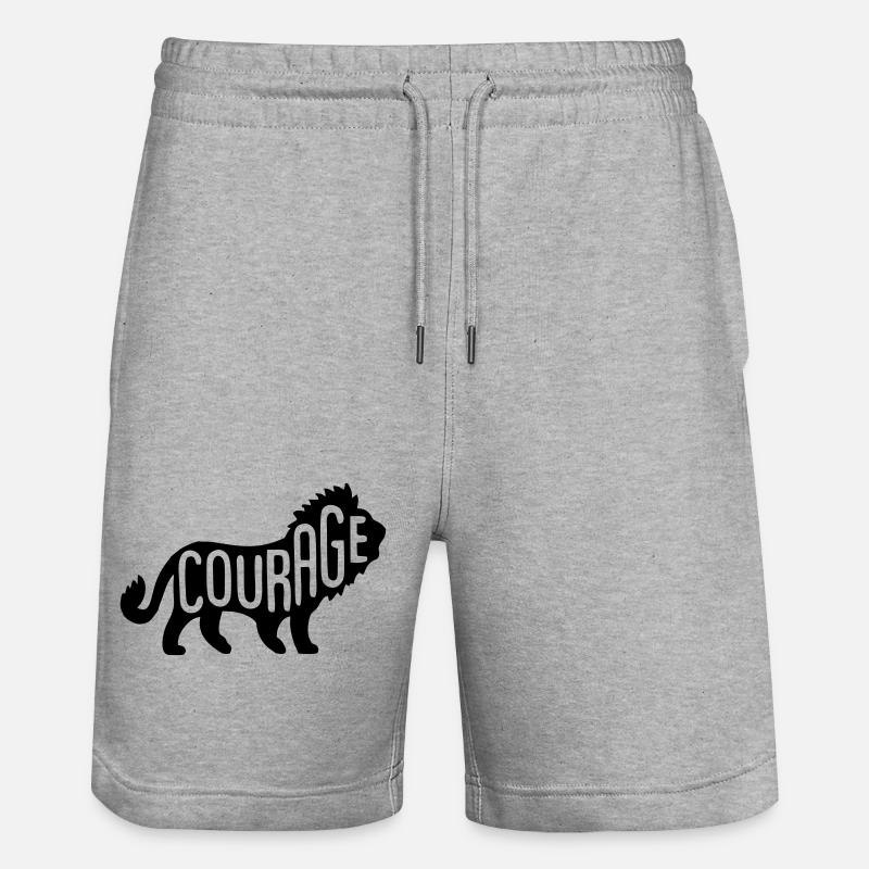 Löwe - Lion Courage - Stanley/Stella Unisex Bio Joggingshorts Trainer  - Grau meliert