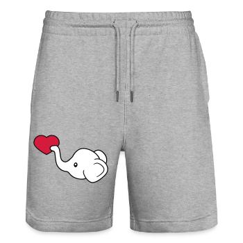 tête d'éléphant coeur amour donner en amour assis - Short de jogging bio TRAINER Stanley/Stella unisexe - gris chiné - Devant - Nik (191cm) & Marisol (170cm)