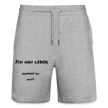 Ich geh Leben kommst Du mit Freunde Geschenk - Stanley/Stella Unisex Bio Joggingshorts Trainer  - Grau meliert - Vorne - Nik (191cm) & Marisol (170cm)
