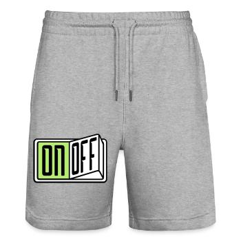 on off interrupteur bouton bouton activer désactiver - Short de jogging bio TRAINER Stanley/Stella unisexe - gris chiné - Devant - Nik (191cm) & Marisol (170cm)