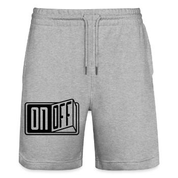 schalter on off taste button einschalten ausschalt - Stanley/Stella Unisex Bio Joggingshorts Trainer  - Grau meliert - Vorne - Nik (191cm) & Marisol (170cm)