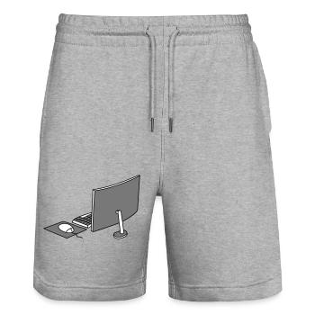 mouse keyboard screen home office office working - Stanley/Stella Trainer Unisex Organic Jogging Shorts - heather grey - Front - Nik (191cm) & Marisol (170cm)