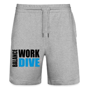 WORKDIVEBALANCE - Stanley/Stella Trainer Unisex Organic Jogging Shorts - heather grey - Front - Nik (191cm) & Marisol (170cm)