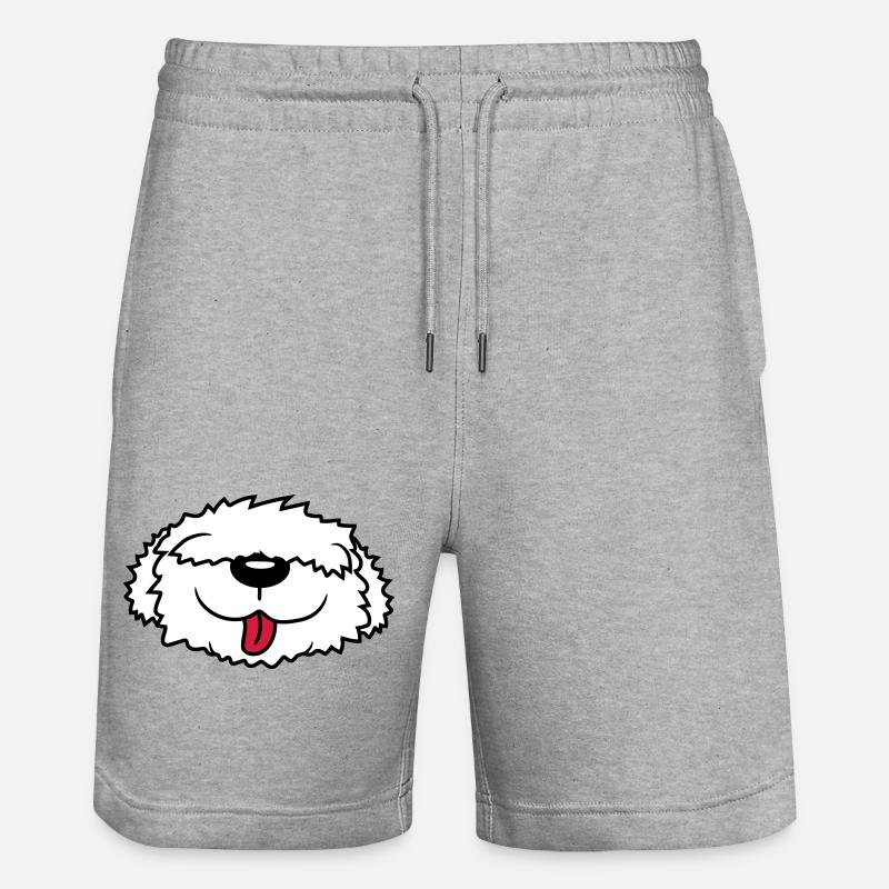 Visage de chien Bobtail - Short de jogging bio TRAINER Stanley/Stella unisexe - gris chiné