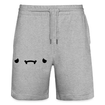 Sad cartoon face - Stanley/Stella Trainer Unisex Organic Jogging Shorts - heather grey - Front - Nik (191cm) & Marisol (170cm)