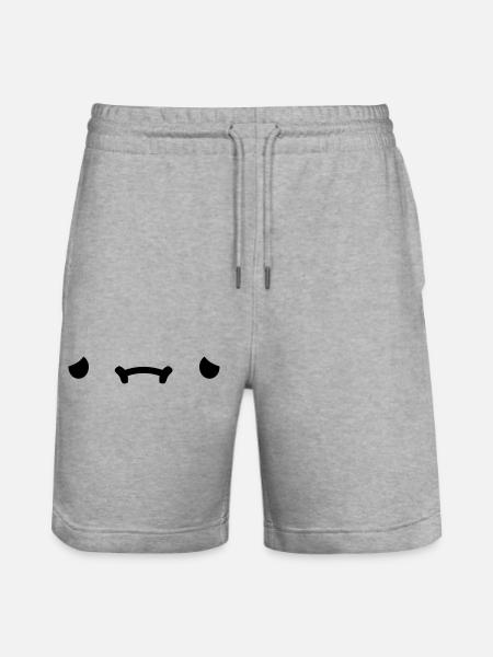 Sad cartoon face - Stanley/Stella Trainer Unisex Organic Jogging Shorts - heather grey
