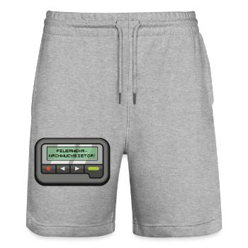 Feuerwehr-Nachwuchs ist da! Pagermeldung - Stanley/Stella Unisex Bio Joggingshorts Trainer  - Grau meliert - Vorne - Nik (191cm) & Marisol (170cm)