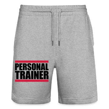 Personal trainer logo - Stanley/Stella Trainer Unisex Organic Jogging Shorts - heather grey - Front - Nik (191cm) & Marisol (170cm)