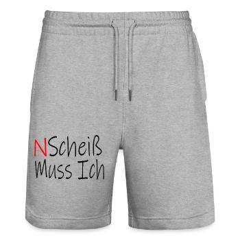 N SCHEIß Muss ich - Stanley/Stella Unisex Bio Joggingshorts Trainer  - Grau meliert - Vorne - Nik (191cm) & Marisol (170cm)