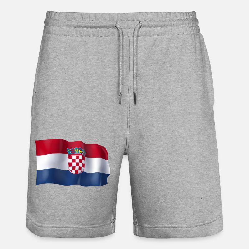 Drapeau de la Croatie - Short de jogging bio TRAINER Stanley/Stella unisexe - gris chiné