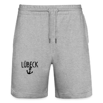 Lübeck - Stanley/Stella Unisex Bio Joggingshorts Trainer  - Grau meliert - Vorne - Nik (191cm) & Marisol (170cm)