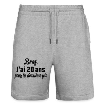 Bref J'ai 20 ans Pour La Deuxième Fois - Short de jogging bio TRAINER Stanley/Stella unisexe - gris chiné - Devant - Nik (191cm) & Marisol (170cm)