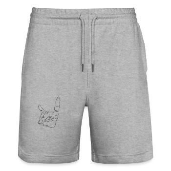 Dessin - silence - Short de jogging bio TRAINER Stanley/Stella unisexe - gris chiné - Devant - Nik (191cm) & Marisol (170cm)