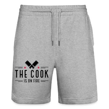 Cook - Stanley/Stella Trainer Unisex Organic Jogging Shorts - heather grey - Front - Nik (191cm) & Marisol (170cm)