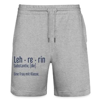 Lehrerin Lehrerinnen Schule Pädagogin Unterricht - Stanley/Stella Unisex Bio Joggingshorts Trainer  - Grau meliert - Vorne - Nik (191cm) & Marisol (170cm)