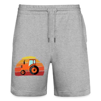 Tractor - Stanley/Stella Trainer Unisex Organic Jogging Shorts - heather grey - Front - Nik (191cm) & Marisol (170cm)