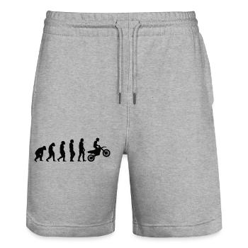 Motorrad Biker Evolution Mofa Moped Motorradfahrer - Stanley/Stella Unisex Bio Joggingshorts Trainer  - Grau meliert - Vorne - Nik (191cm) & Marisol (170cm)