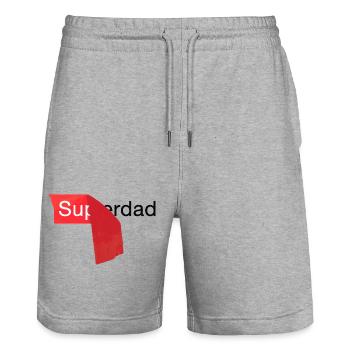 Superpapa Papa Père - Short de jogging bio TRAINER Stanley/Stella unisexe - gris chiné - Devant - Nik (191cm) & Marisol (170cm)