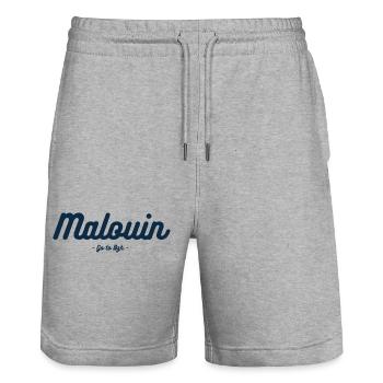 Malouin - Short de jogging bio TRAINER Stanley/Stella unisexe - gris chiné - Devant - Nik (191cm) & Marisol (170cm)