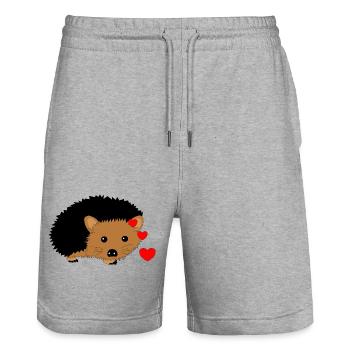 Hérisson Saint-Valentin - Short de jogging bio TRAINER Stanley/Stella unisexe - gris chiné - Devant - Nik (191cm) & Marisol (170cm)