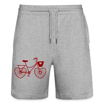Bike Love / Bike Lover / Valentine's Day - Stanley/Stella Trainer Unisex Organic Jogging Shorts - heather grey - Front - Nik (191cm) & Marisol (170cm)